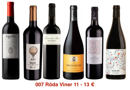 007 Vinlåda Röda Viner 11 till 13 €